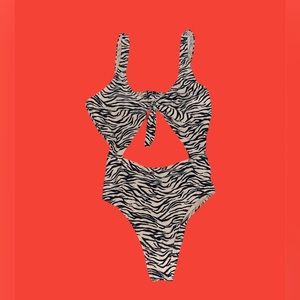 Hollister animal print one piece bathing suit with cut out